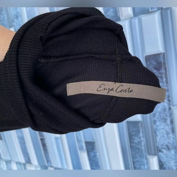 Enza Costa Stretch Silk Rib Long Sleeve Turtleneck Mini Dress small - Picture 7 of 12